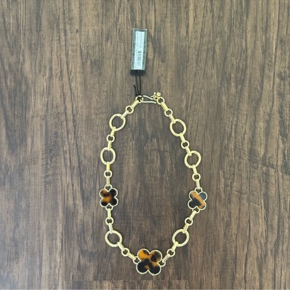 Ann Taylor tortoise shell print clover statement necklace - Picture 11 of 13